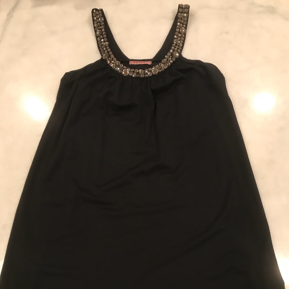 Black Jeweled Velvet Dress
